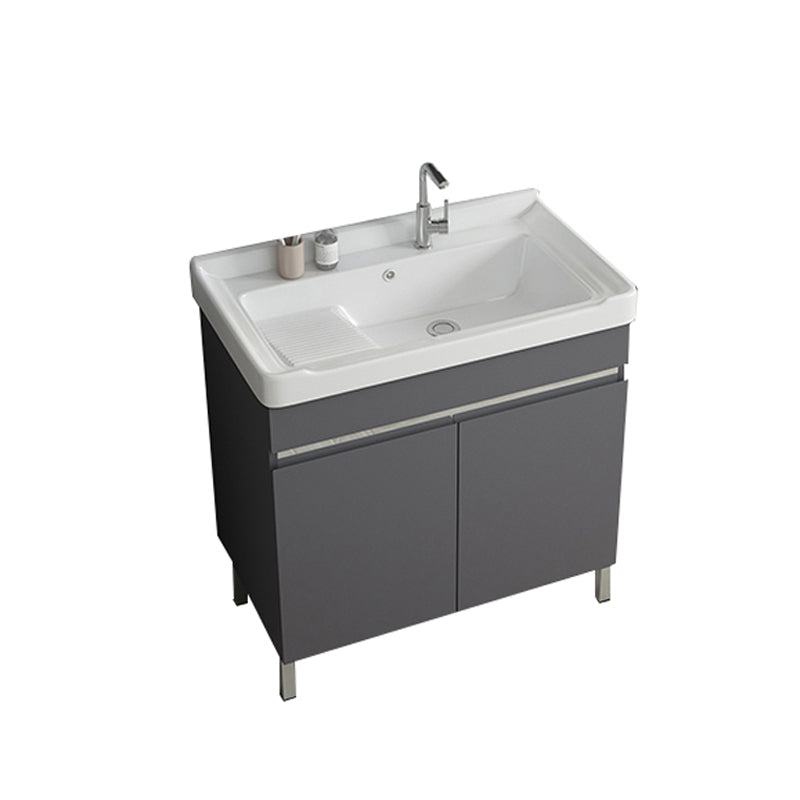 Gray Metal Vanity Sink Modern Free-standing Standard Space Saver Vanity