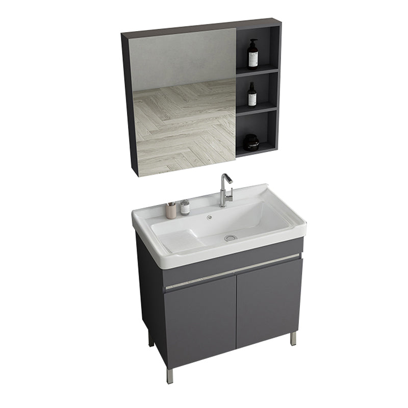 Gray Metal Vanity Sink Modern Free-standing Standard Space Saver Vanity
