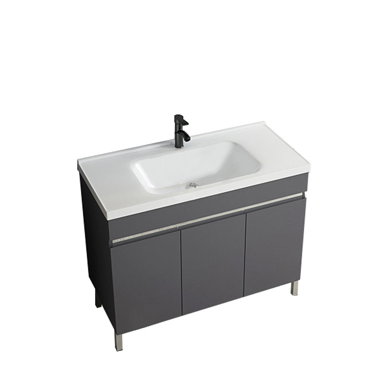 Gray Metal Vanity Sink Modern Free-standing Standard Space Saver Vanity