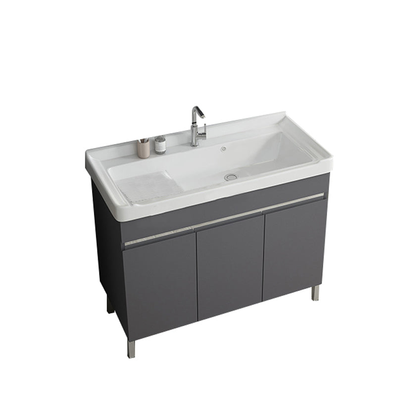 Gray Metal Vanity Sink Modern Free-standing Standard Space Saver Vanity