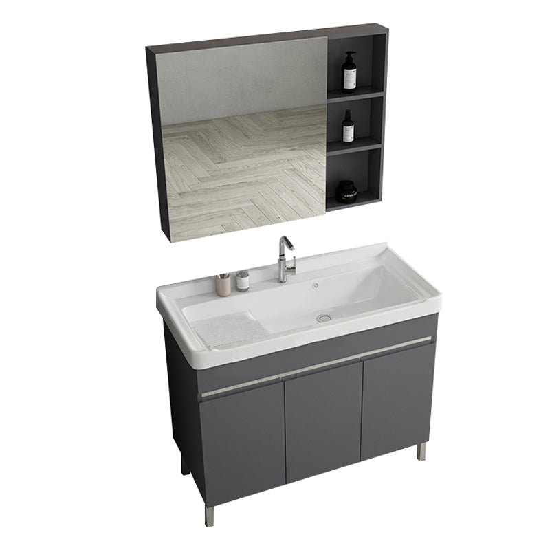 Gray Metal Vanity Sink Modern Free-standing Standard Space Saver Vanity