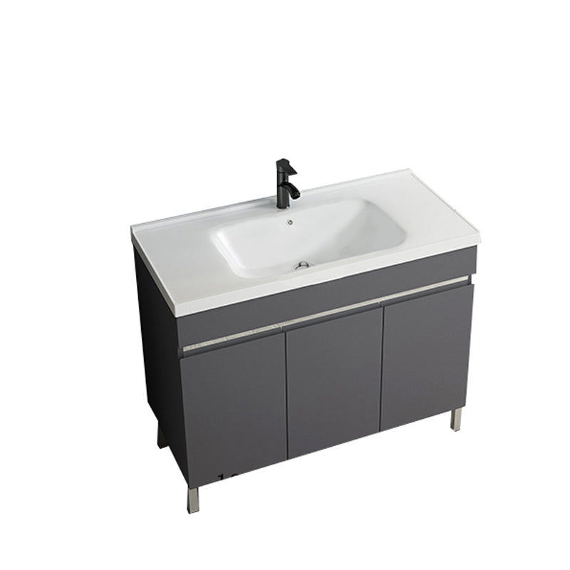 Gray Metal Vanity Sink Modern Free-standing Standard Space Saver Vanity