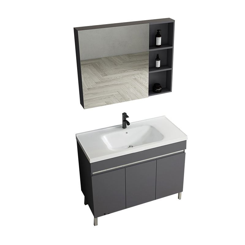 Gray Metal Vanity Sink Modern Free-standing Standard Space Saver Vanity