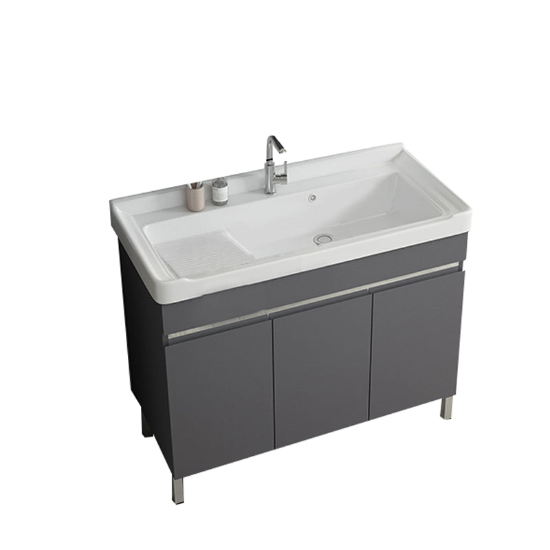Gray Metal Vanity Sink Modern Free-standing Standard Space Saver Vanity