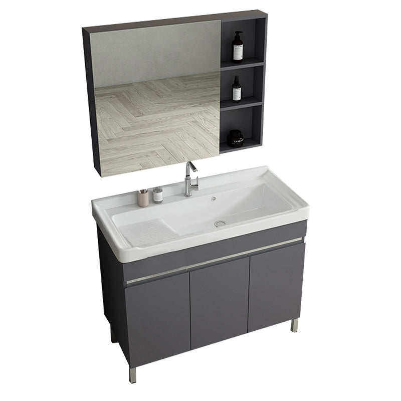 Gray Metal Vanity Sink Modern Free-standing Standard Space Saver Vanity