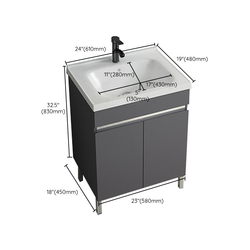 Gray Metal Vanity Sink Modern Free-standing Standard Space Saver Vanity