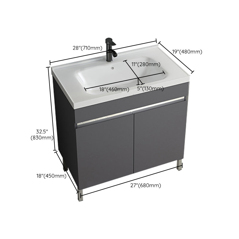 Gray Metal Vanity Sink Modern Free-standing Standard Space Saver Vanity