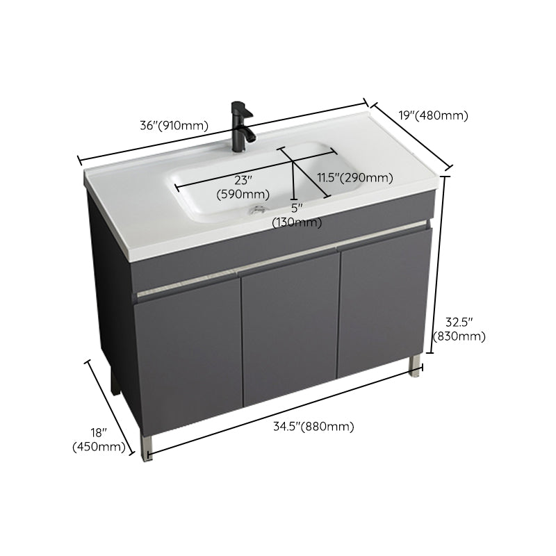 Gray Metal Vanity Sink Modern Free-standing Standard Space Saver Vanity