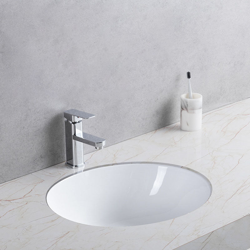 Modern Undermount Vanity Sink Round Porcelain with Pop-Up Drain Bathroom Sink Only