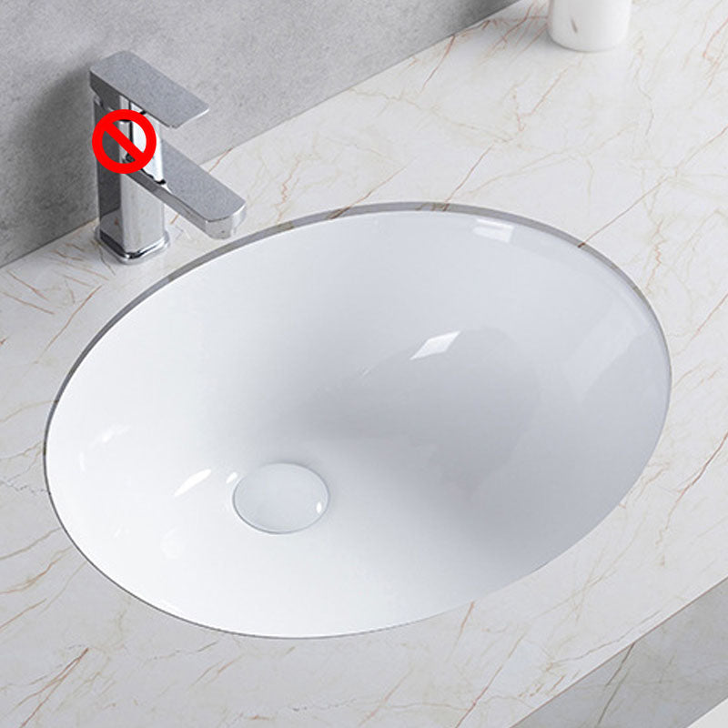 Modern Undermount Vanity Sink Round Porcelain with Pop-Up Drain Bathroom Sink Only