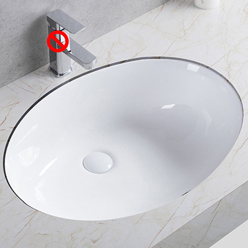 Modern Undermount Vanity Sink Round Porcelain with Pop-Up Drain Bathroom Sink Only