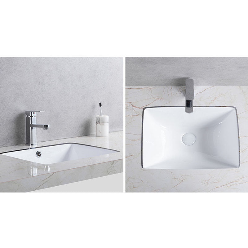 Modern Undermount Vanity Sink Round Porcelain with Pop-Up Drain Bathroom Sink Only