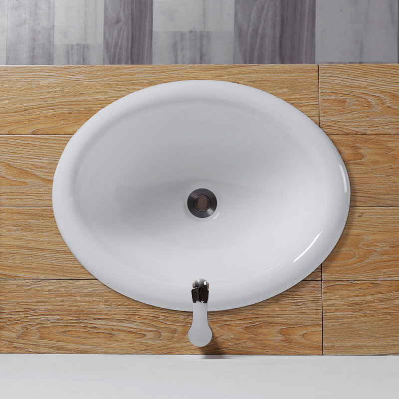 White Drop-in Bathroom Sink Porcelain Wash Stand with Shut-Off Valve