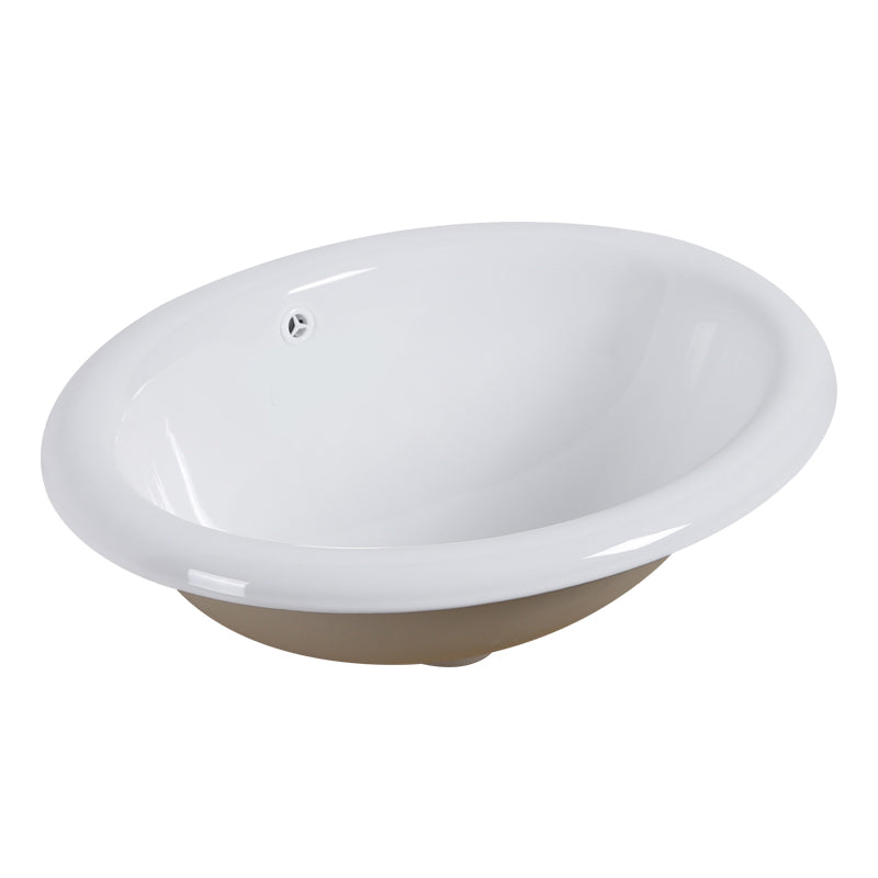 White Drop-in Bathroom Sink Porcelain Wash Stand with Shut-Off Valve
