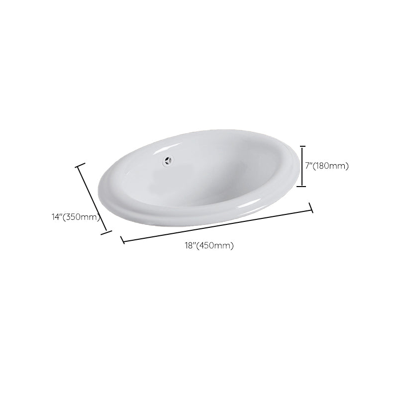 White Drop-in Bathroom Sink Porcelain Wash Stand with Shut-Off Valve