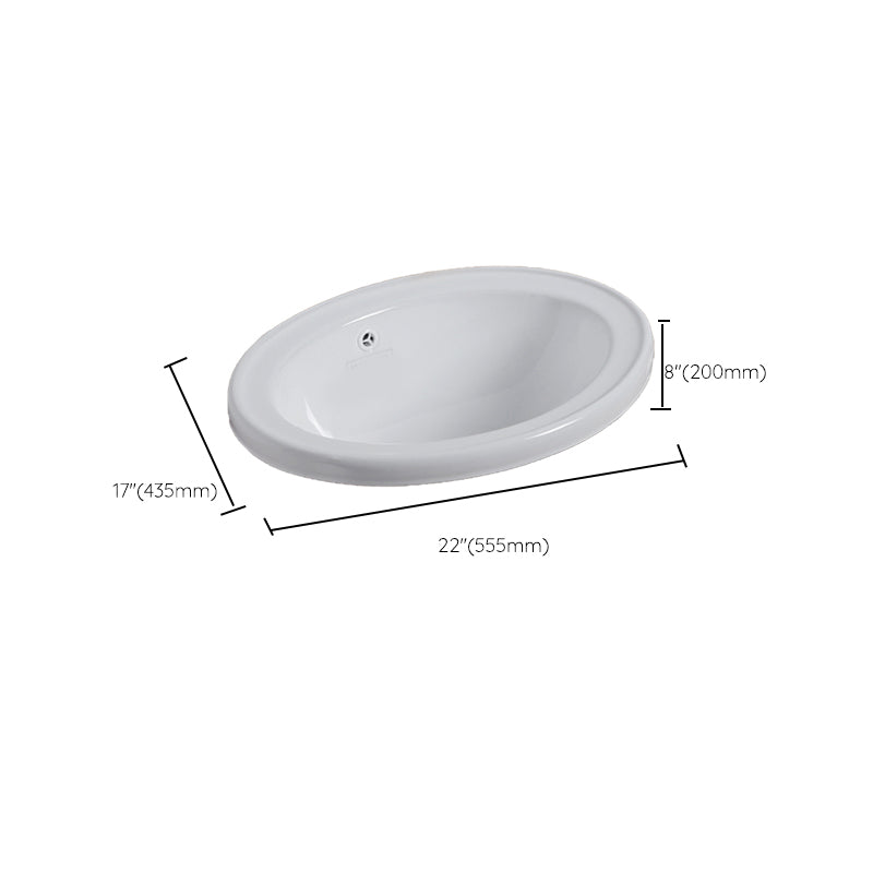 White Drop-in Bathroom Sink Porcelain Wash Stand with Shut-Off Valve