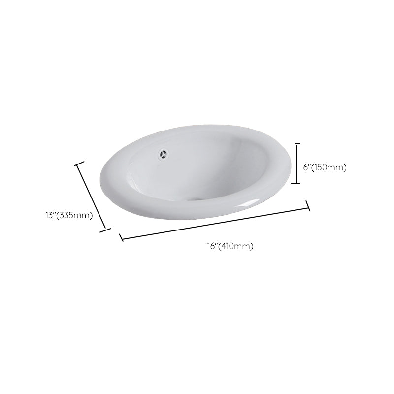 White Drop-in Bathroom Sink Porcelain Wash Stand with Shut-Off Valve