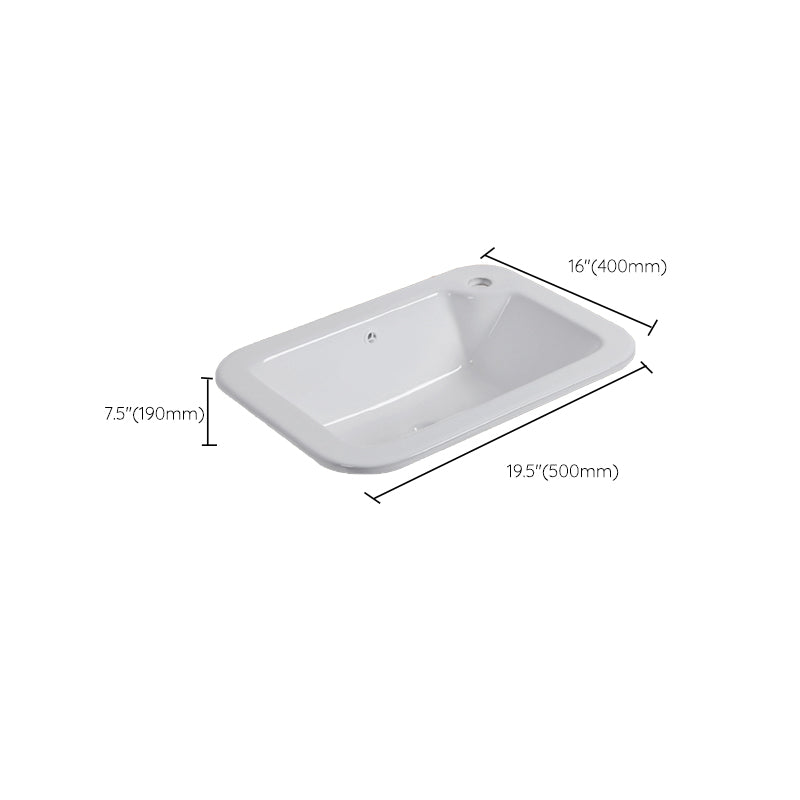 White Drop-in Bathroom Sink Porcelain Wash Stand with Shut-Off Valve