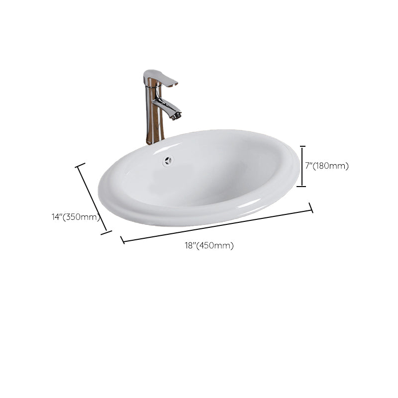 White Drop-in Bathroom Sink Porcelain Wash Stand with Shut-Off Valve