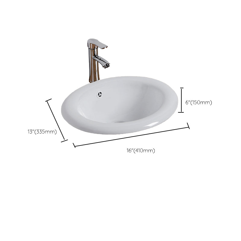 White Drop-in Bathroom Sink Porcelain Wash Stand with Shut-Off Valve