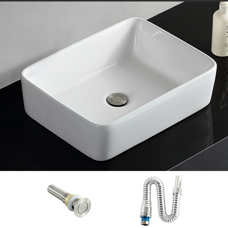 Rectangular and Round Vessel Sink in white with No Craftsmanship Basin Sink