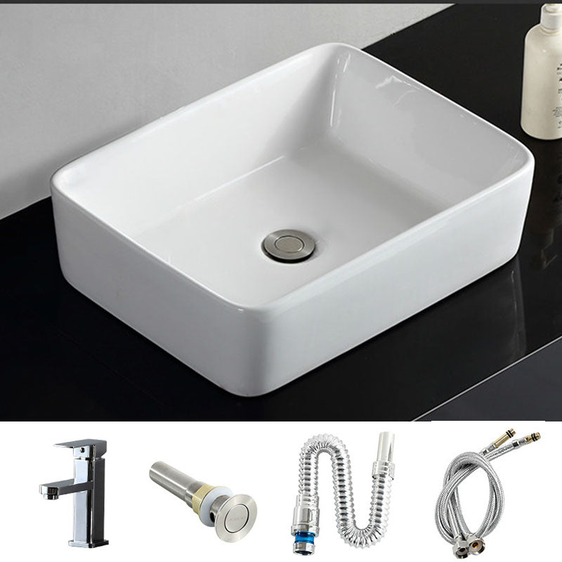Rectangular and Round Vessel Sink in white with No Craftsmanship Basin Sink
