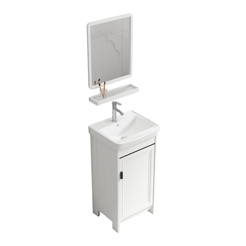 Bathroom Vanity Single Sink White Metal Frame Freestanding Bathroom Vanity with Door