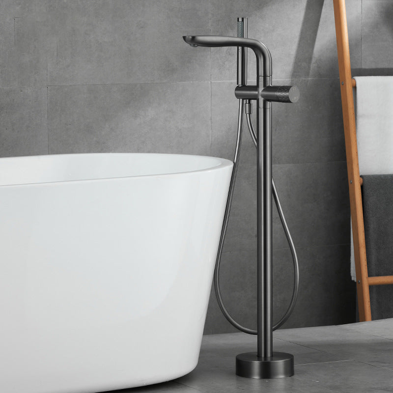 Floor Mounted Metal Freestanding Tub Filler Hand Shower Freestanding Faucet