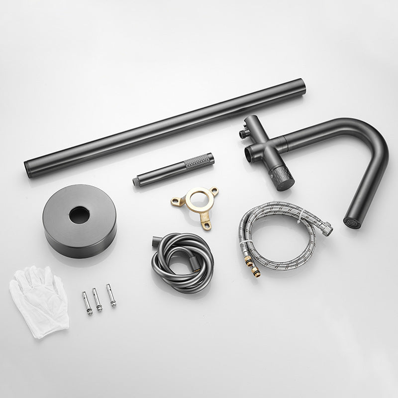 Floor Mounted Metal Freestanding Tub Filler Hand Shower Freestanding Faucet