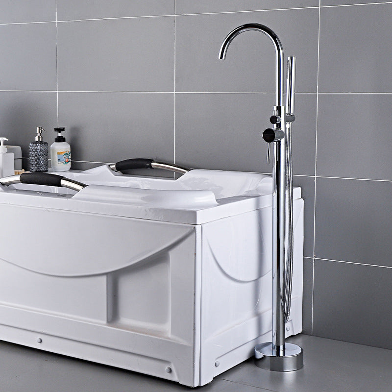 Floor Mounted Metal Freestanding Tub Filler Hand Shower Freestanding Faucet