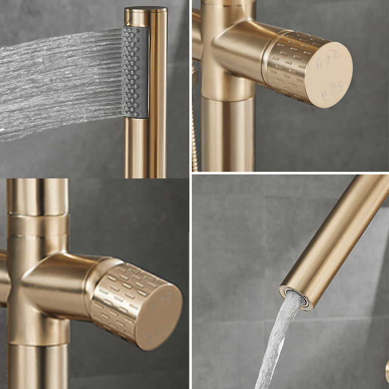 Floor Mounted Metal Freestanding Tub Filler Hand Shower Freestanding Faucet