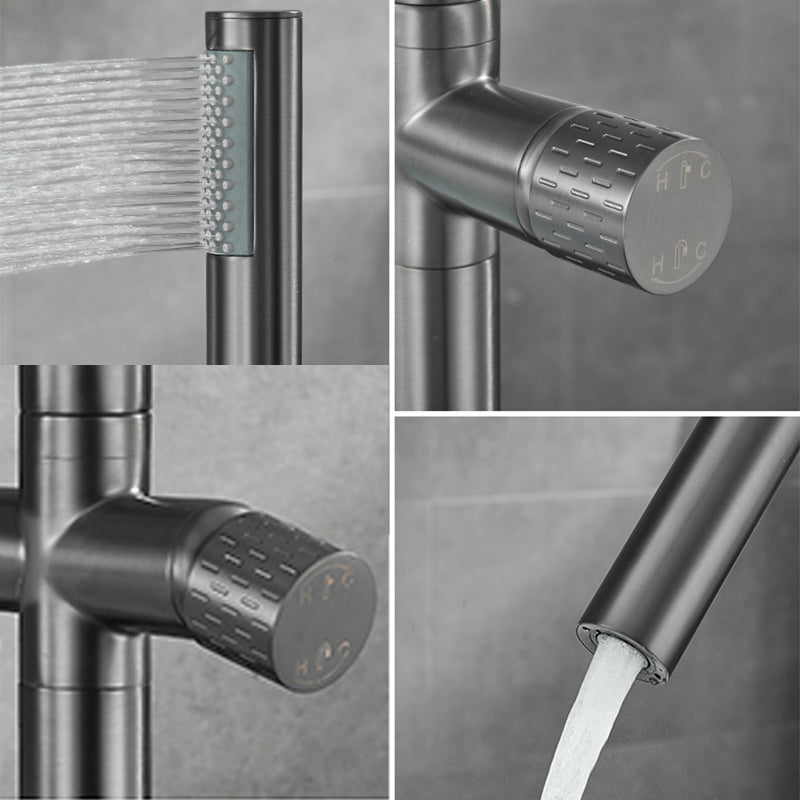 Floor Mounted Metal Freestanding Tub Filler Hand Shower Freestanding Faucet