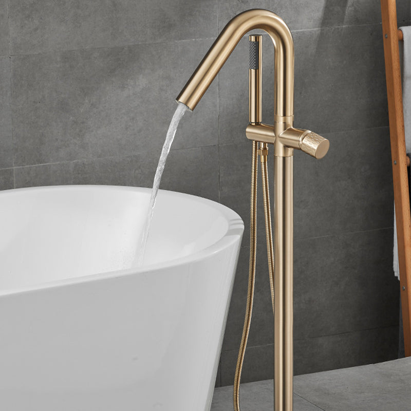 Floor Mounted Metal Freestanding Tub Filler Hand Shower Freestanding Faucet