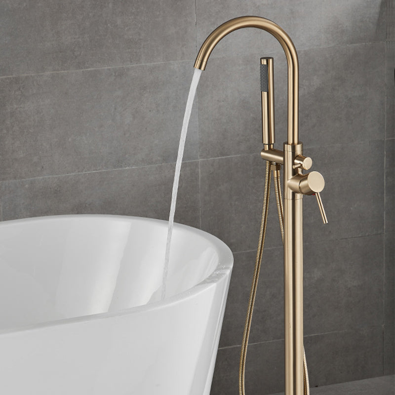 Floor Mounted Metal Freestanding Tub Filler Hand Shower Freestanding Faucet