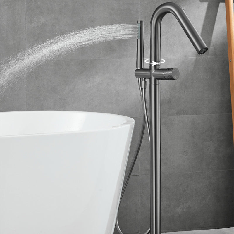 Floor Mounted Metal Freestanding Tub Filler Hand Shower Freestanding Faucet