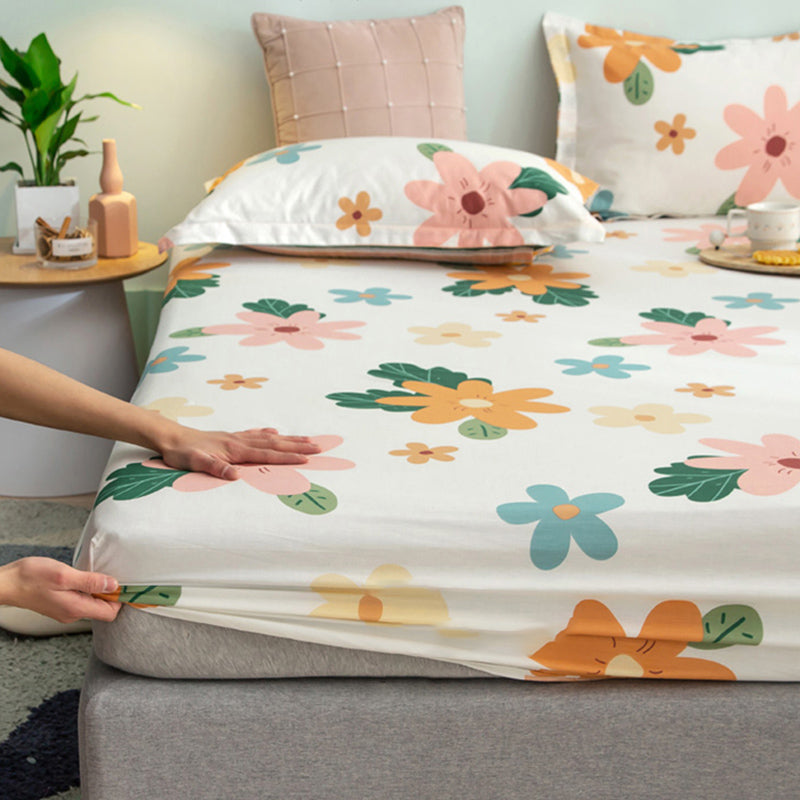 Printed Wrinkle Resistant Fitted Sheet Breathable Cotton Fitted Sheet