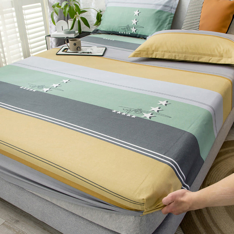 Printed Wrinkle Resistant Fitted Sheet Breathable Cotton Fitted Sheet