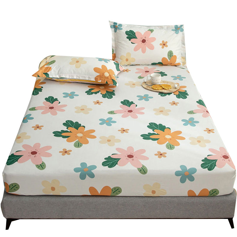 Printed Wrinkle Resistant Fitted Sheet Breathable Cotton Fitted Sheet