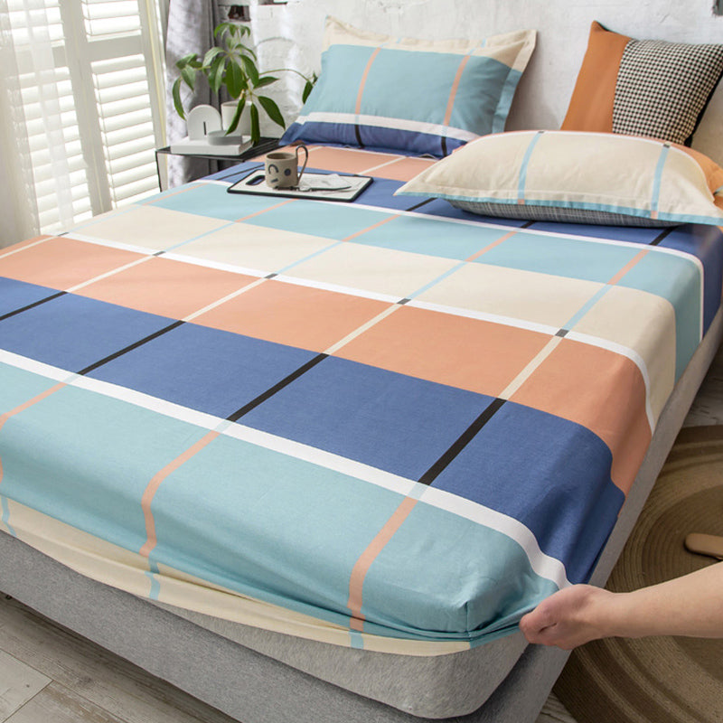 Printed Wrinkle Resistant Fitted Sheet Breathable Cotton Fitted Sheet