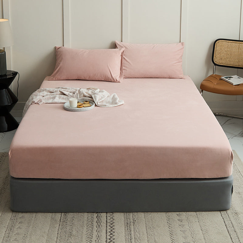Non-Pilling Fitted Sheet Solid Color Fade Resistant Polyester Fitted Sheet