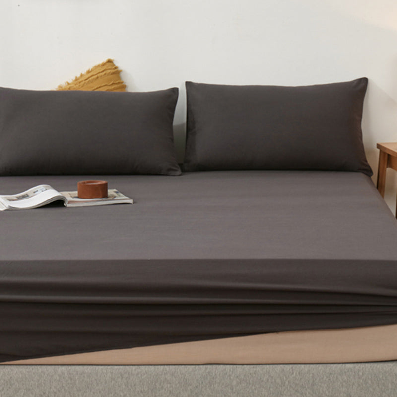 Modern Bed Sheet Solid Color Fitted Breathable Skin-friendly Bed Sheet Set