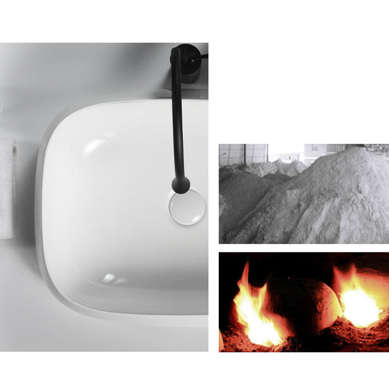 Porcelain Vessel Lavatory Sink Rectangular Shape Bathroom Sink