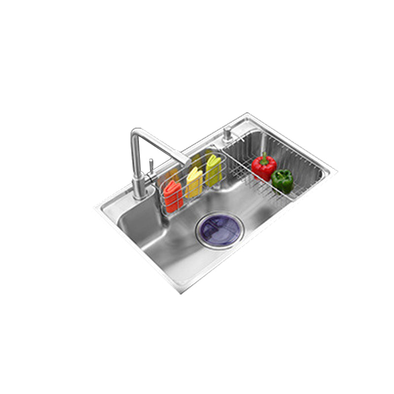 Stainless Steel Kitchen Sink 2 Holes Overflow Hole Design Drop-In Kitchen Sink