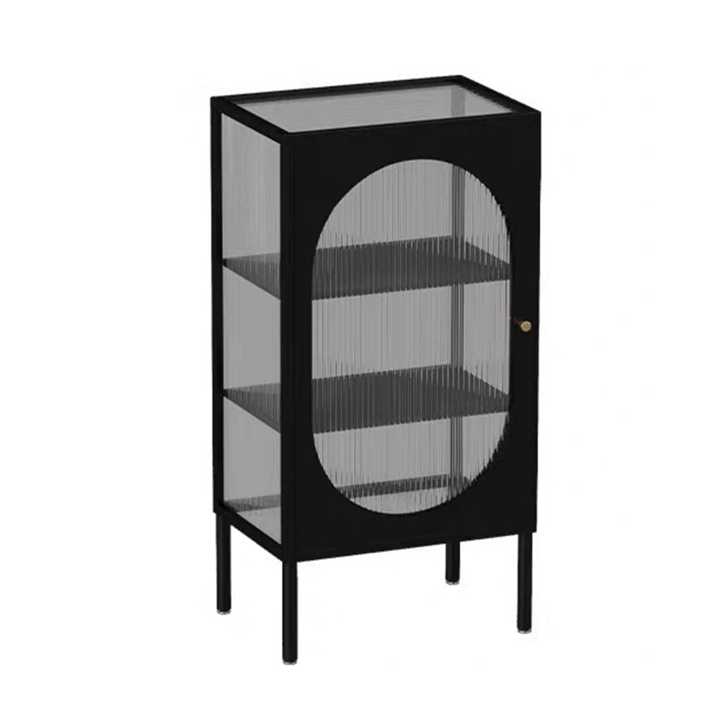 Contemporary Curio Cabinet Metal Glass Doors Display Stand with Drawers