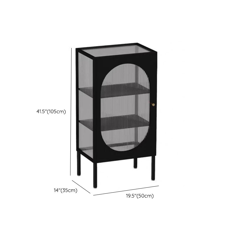 Contemporary Curio Cabinet Metal Glass Doors Display Stand with Drawers