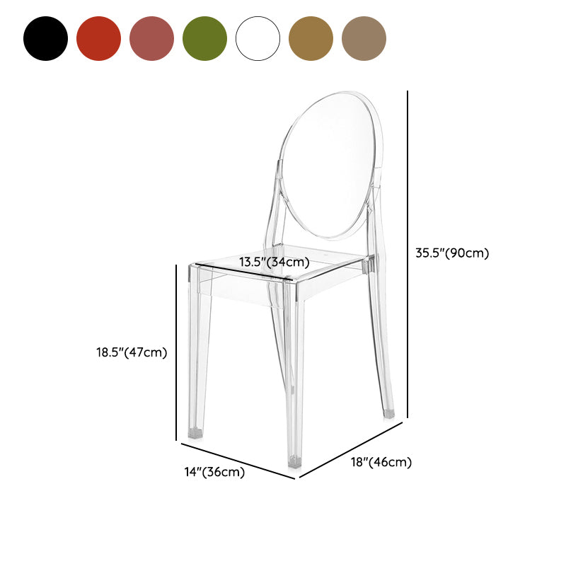 Silla lateral de acrílico moderna y contemporánea para comedor, silla con respaldo abierto