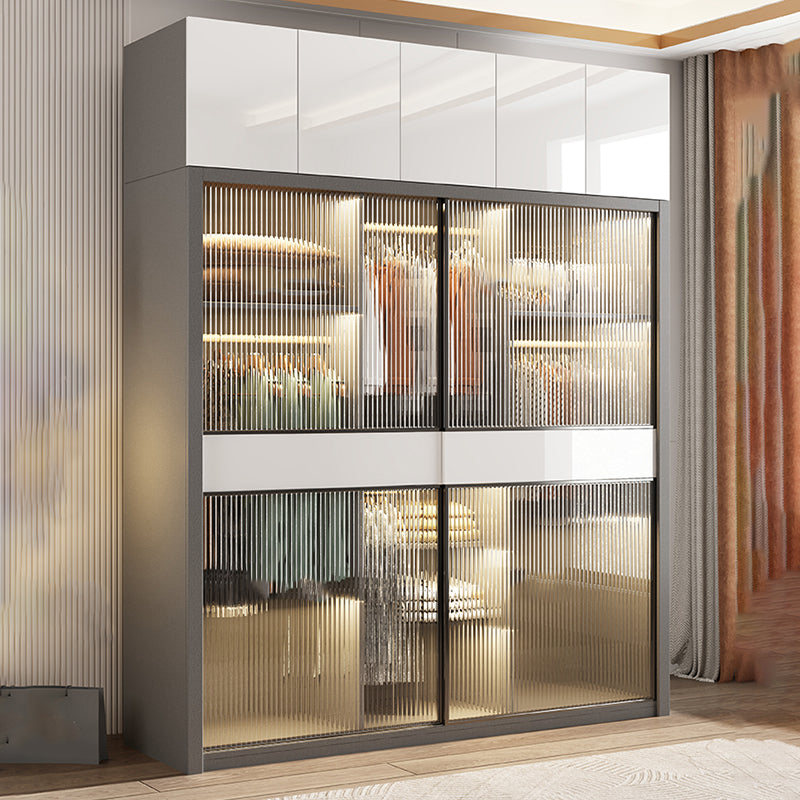 White Storage Cabinet with Glass Doors Contemporary Sliding Door Cabinet with Drawer