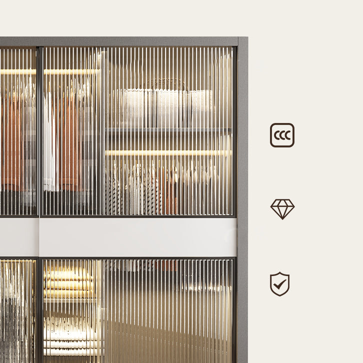 White Storage Cabinet with Glass Doors Contemporary Sliding Door Cabinet with Drawer