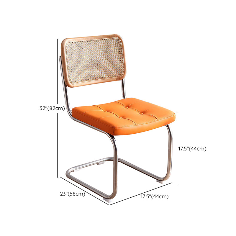 Metal Side Chair Modern Style Open Back Armless Chair with Silver Leg