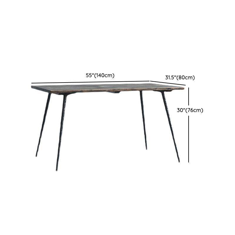 Black Oak Wood Dining Table Set 1/2/5 Pcs Industrial Metal Dinette Set for Home